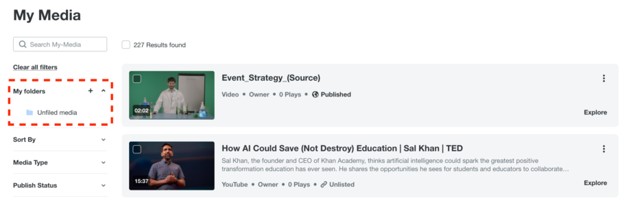 folders location on the left